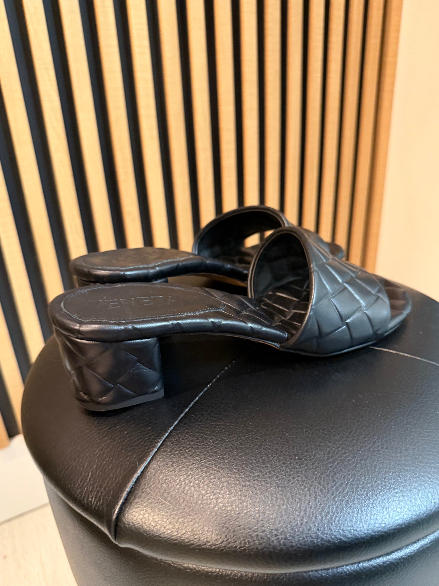 Bottega Woven Leather Heels, Size 38