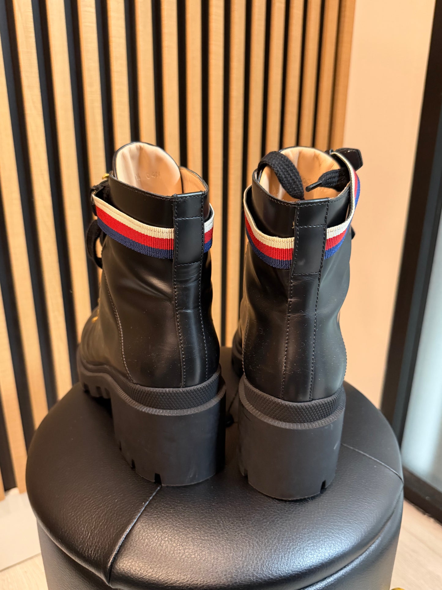 Gucci Black Boots with Gold, 30 mm Heel, Size 40 1/2