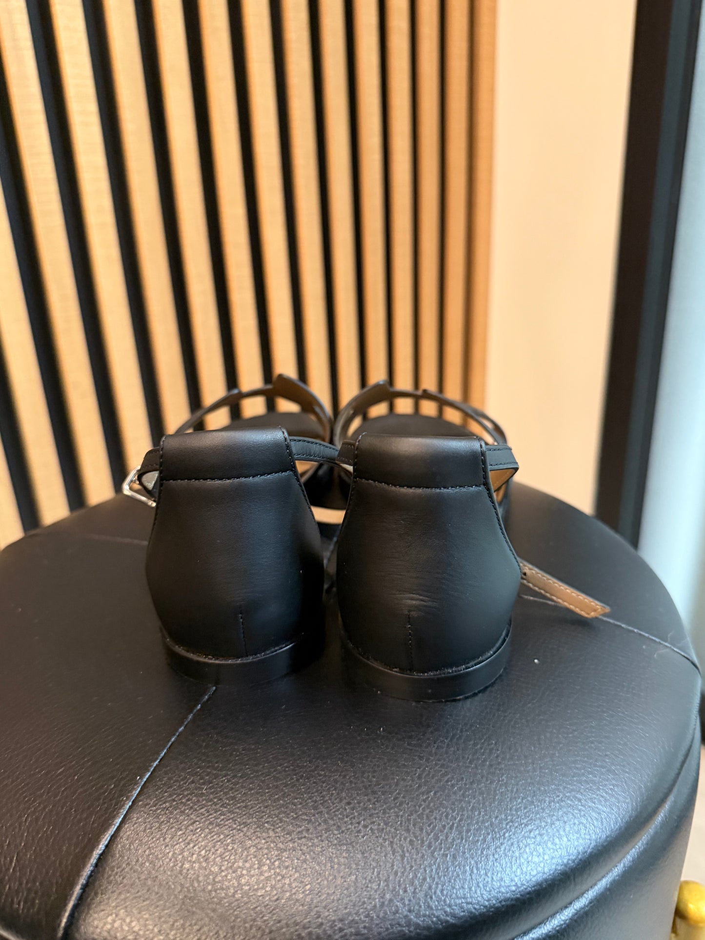 Hermes Black Sandals, Size 37