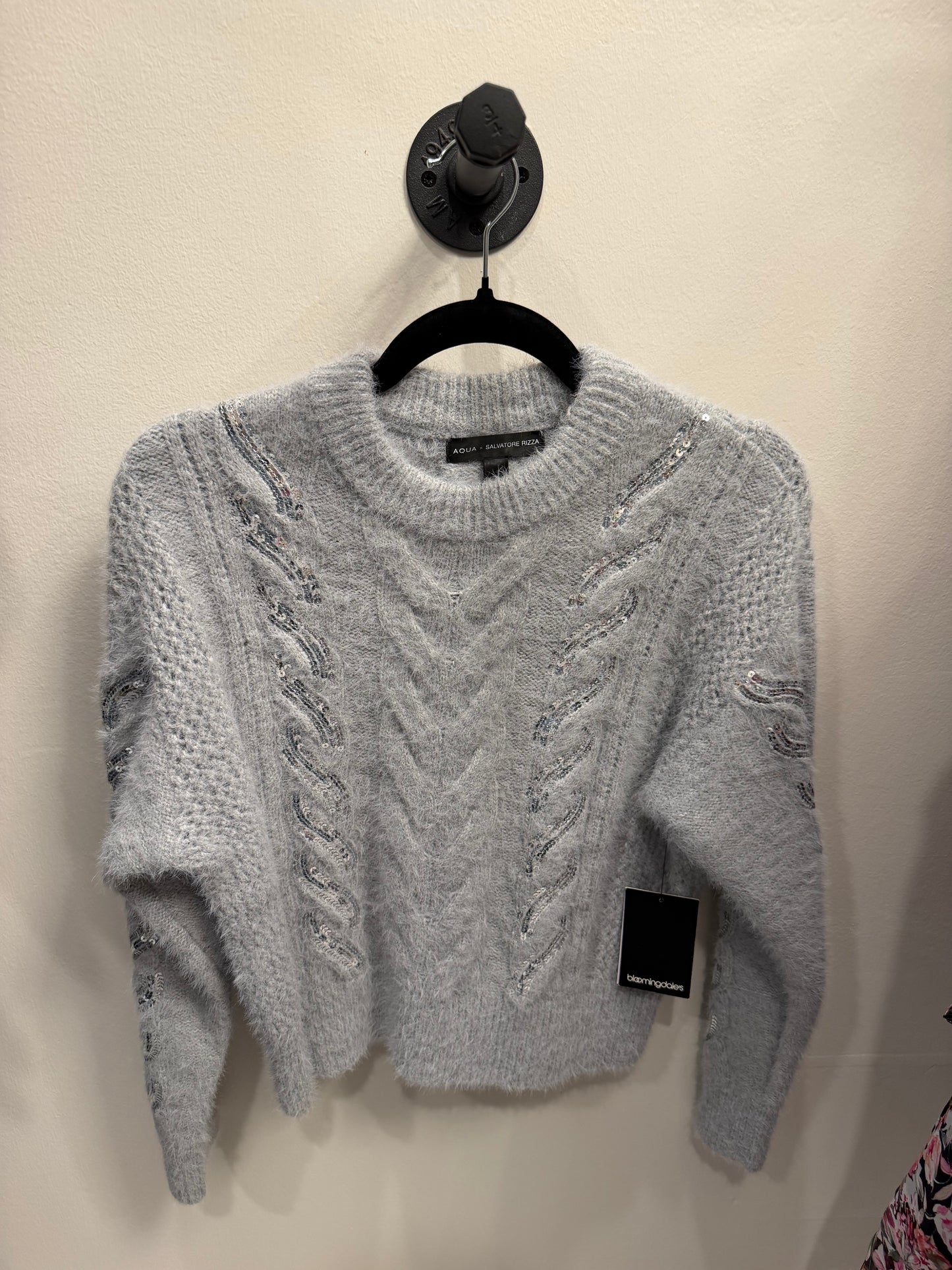 Aqua x Salvatore Rizza Grey Sweater, Size XS NWT