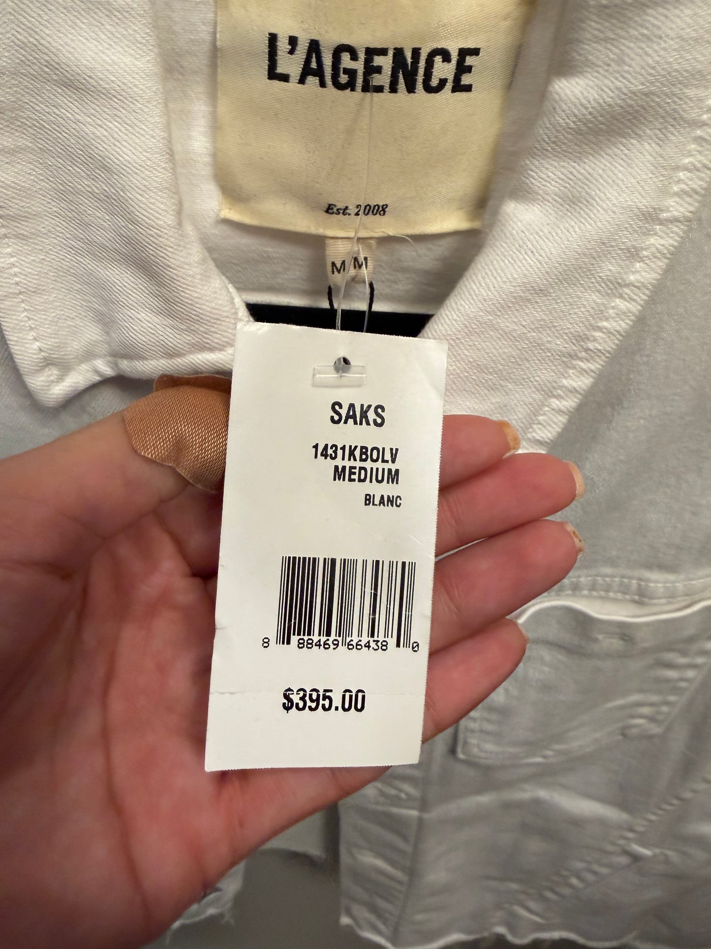 L’AGENCE White I Love You Jacket, NWT, Size M