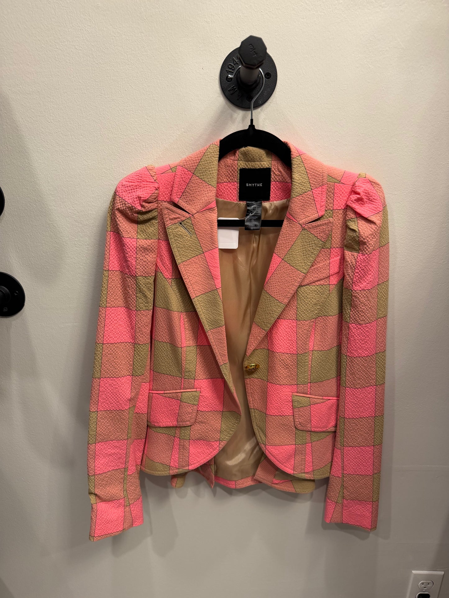 Smythe Pink and Tan Blazer, Size 6
