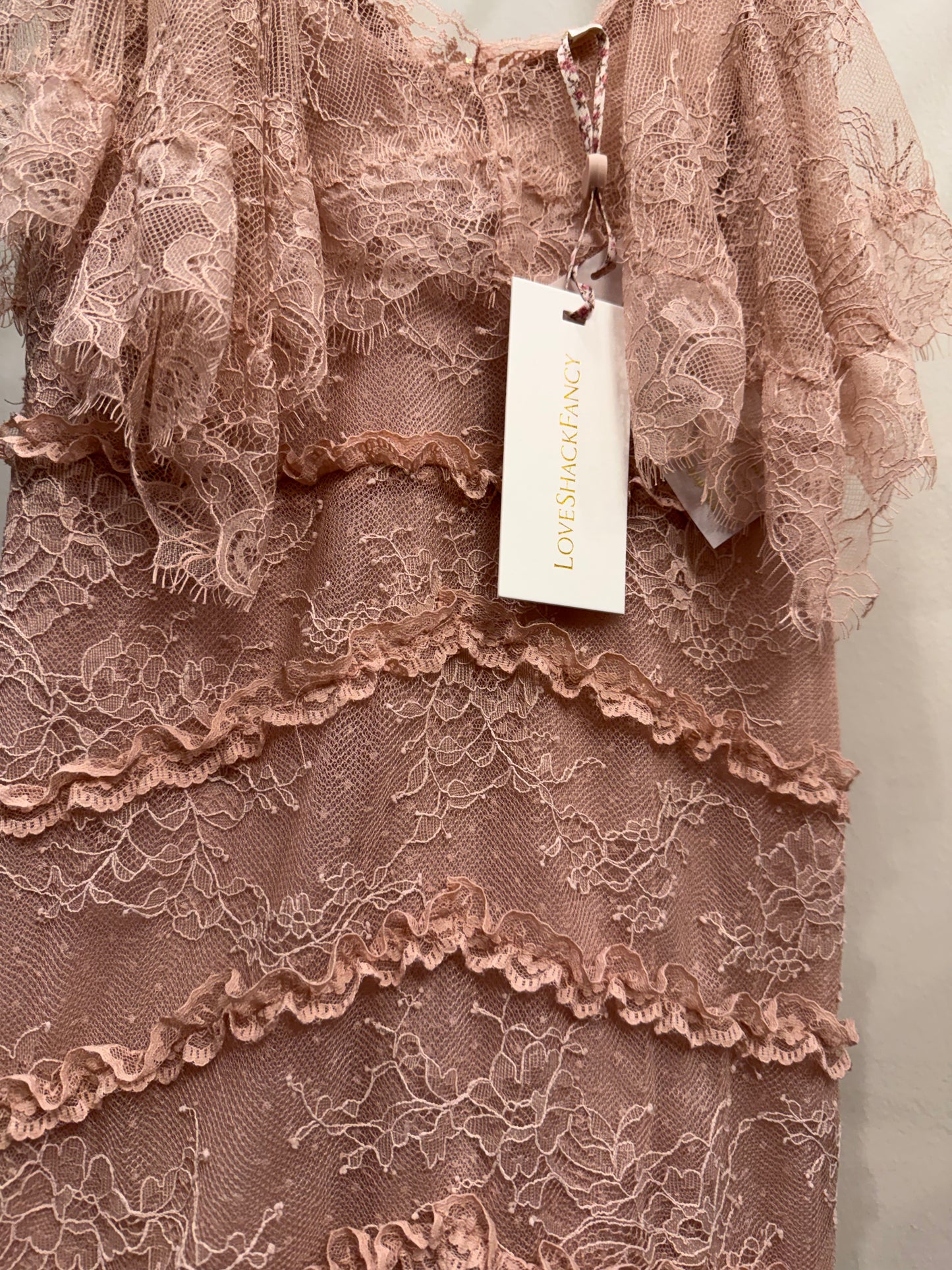 LoveShackFancy Pink Lace Dress, , NWT, Size 2