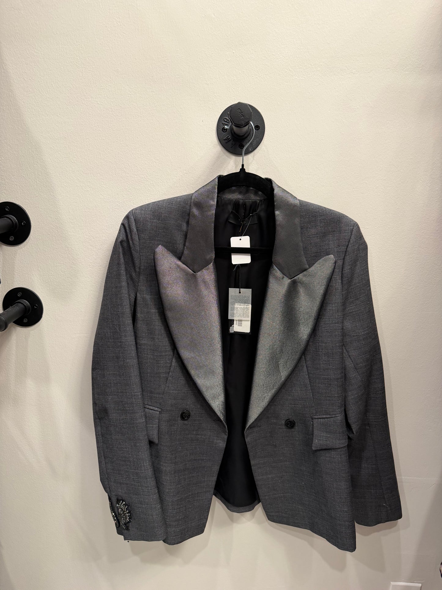L’Edition Gray Blazer Crystal Embellish on Sleeve, NWT,  Size S