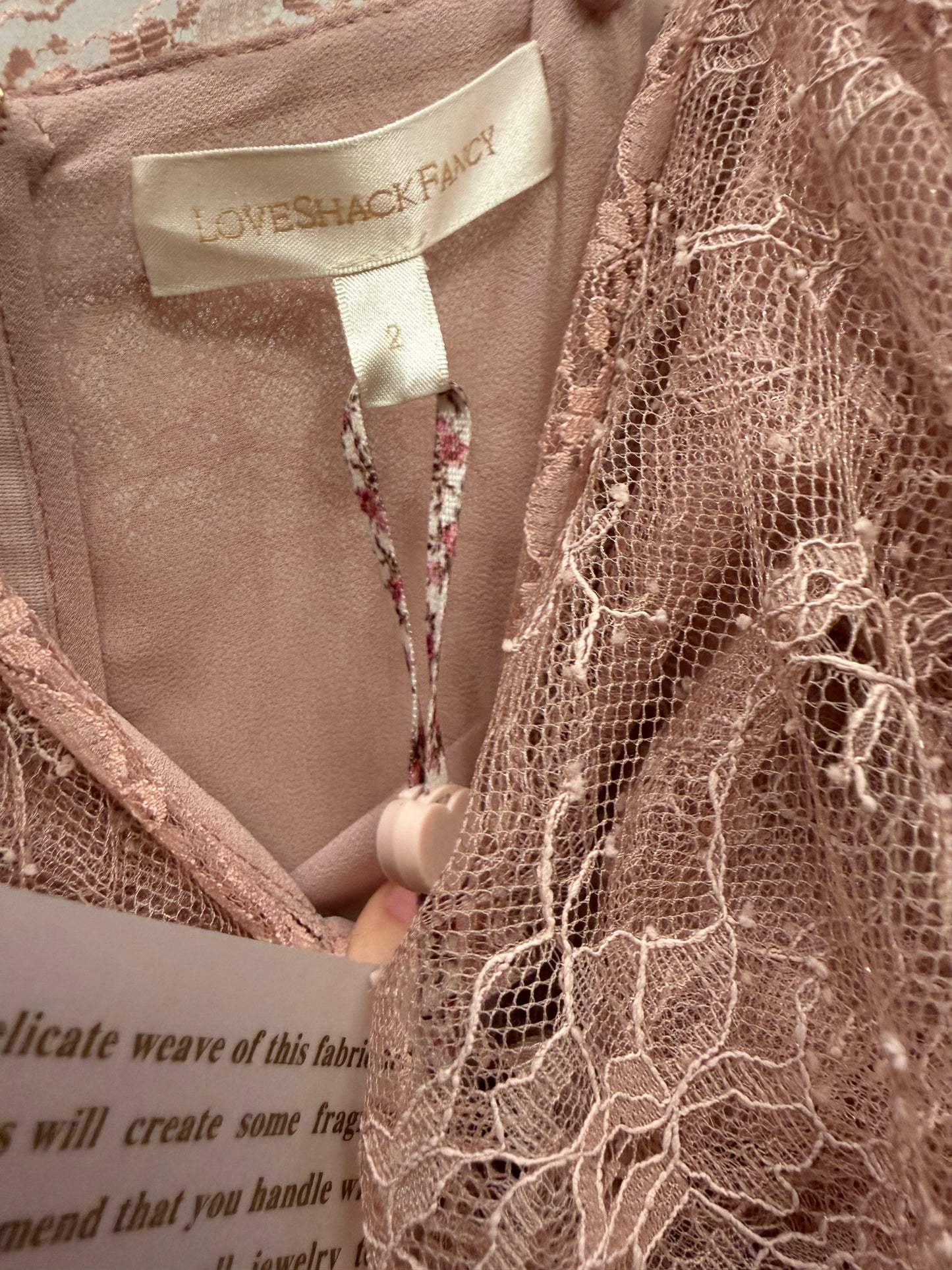 LoveShackFancy Pink Lace Dress, , NWT, Size 2