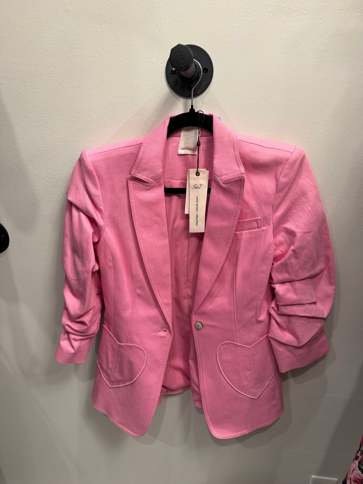 Cinq a Sept Pink Blazer with Heart Pockets, NWT, Size 0