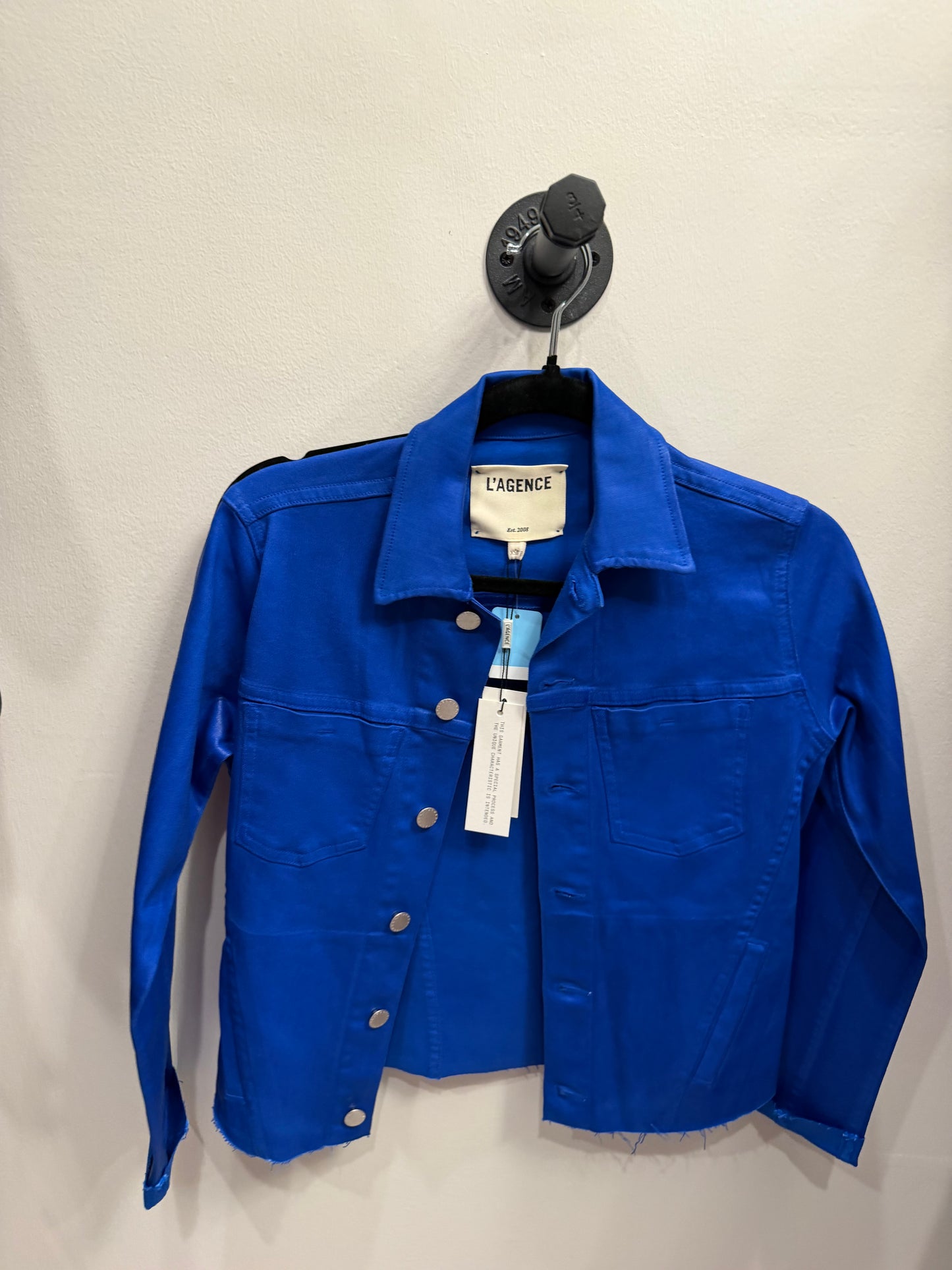 L'AGENCE Janelle Slim Raw Denim Jacket, NWT Size XS