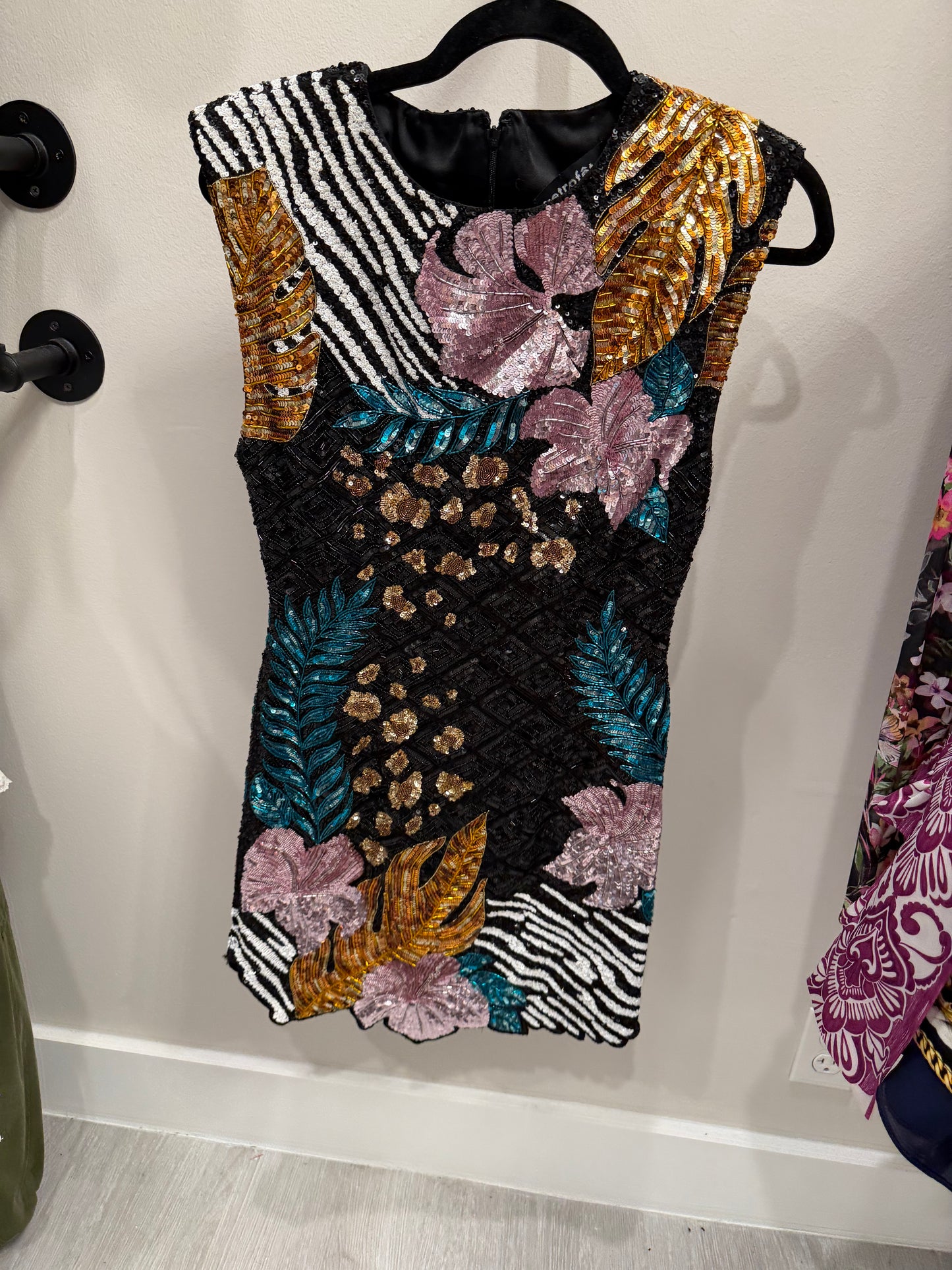 Retrofete Sequined/Beaded Mini Dress, Size S