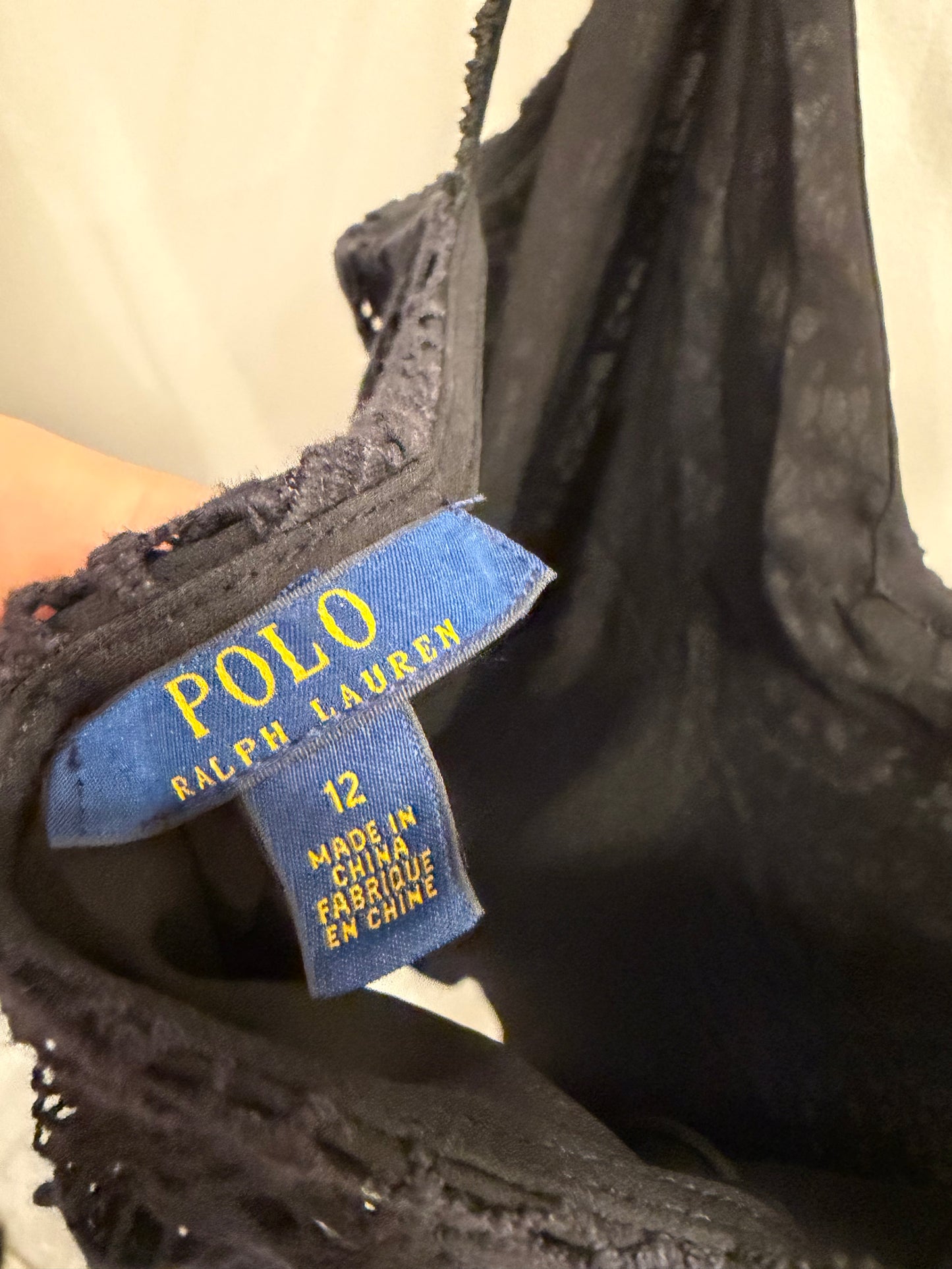 POLO Ralph Lauren Black Lace Cami, Size 12