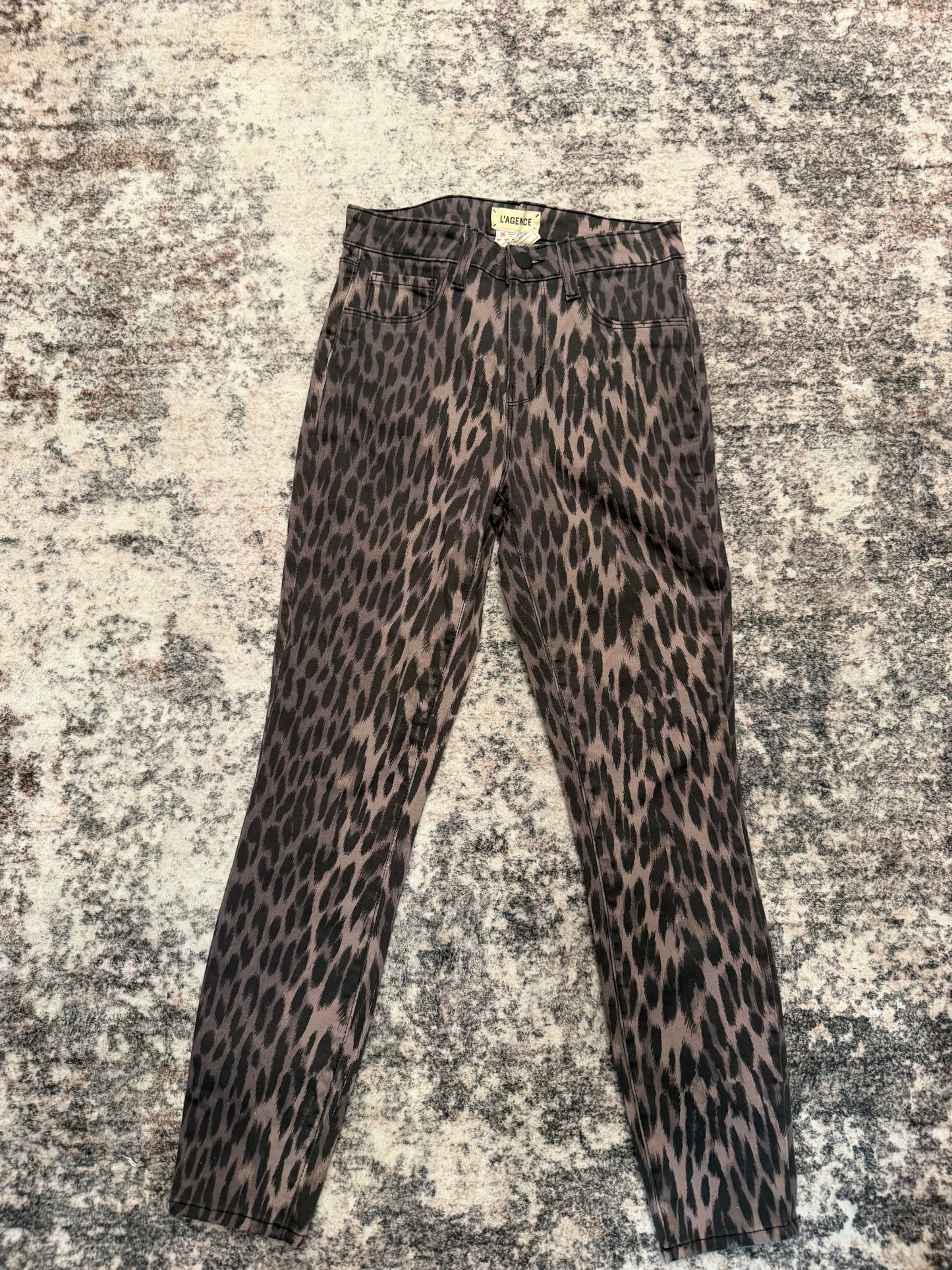 L’AGENCE Marguerite Leopard-Print Ankle Cropped Pants, Size 26