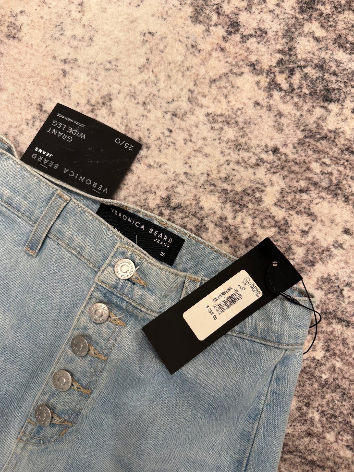 Veronica Beard Light Button Fly Zip Denim, NWT, Size 25