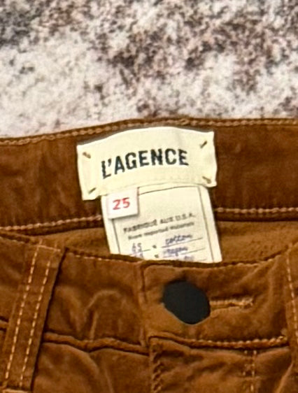 L’Agence Brown Velvet Pants, Size 25