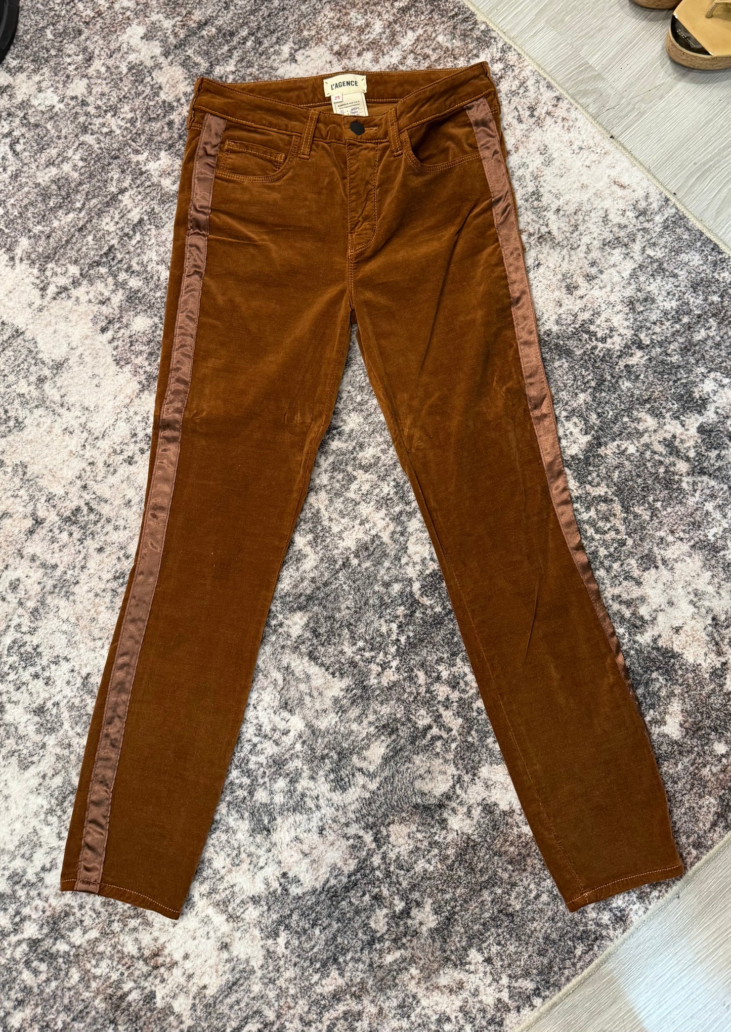 L’Agence Brown Velvet Pants, Size 25