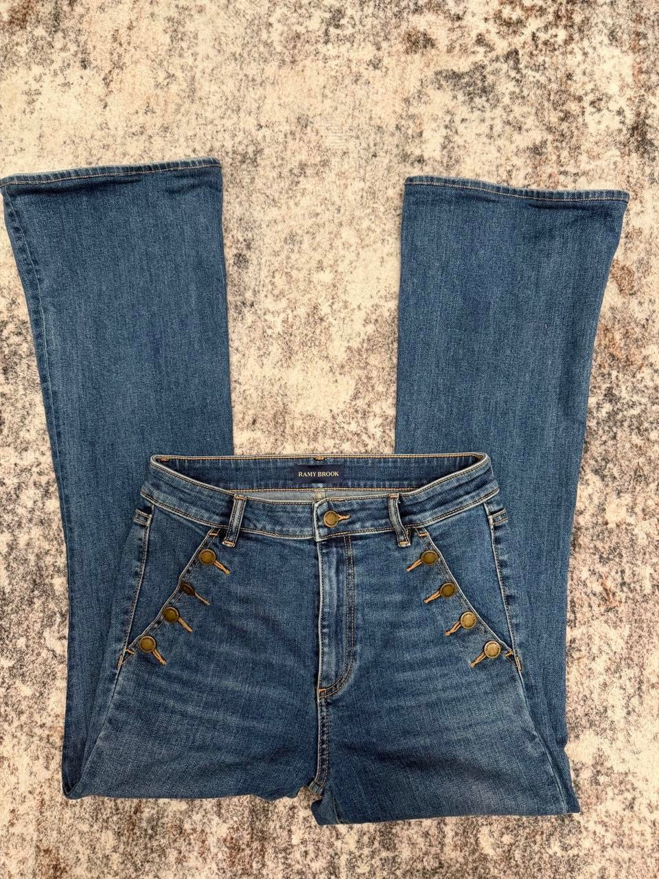 Ramy Brook High-Rise Button Detail Flare Jeans
