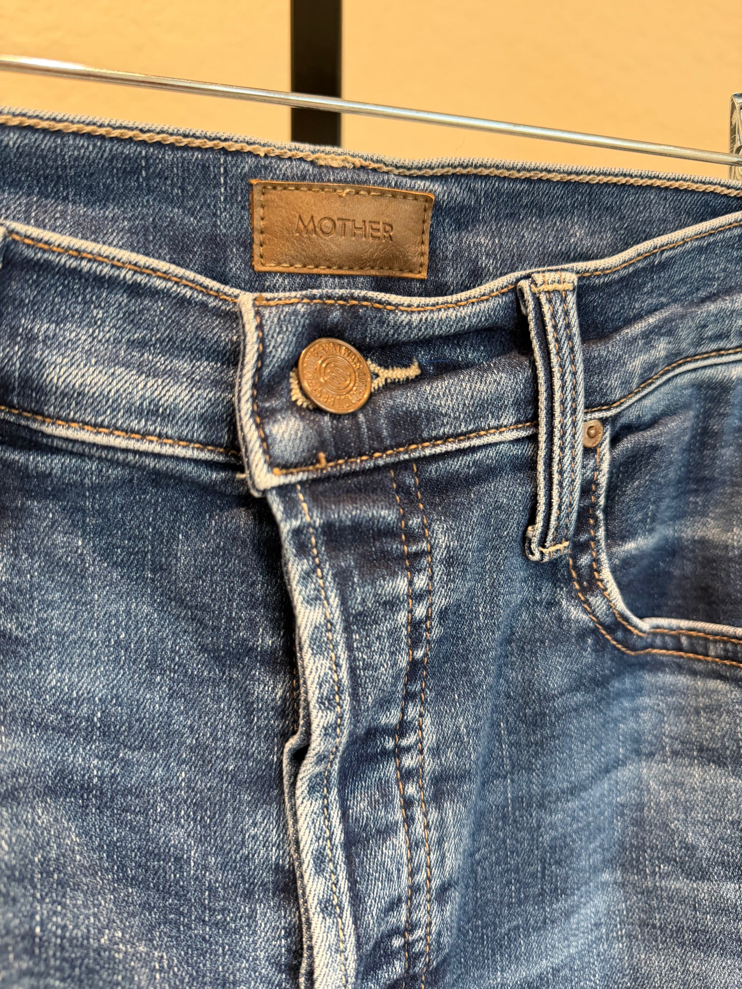 Mother Medium-Wash Wide-Leg Jeans, Size 28