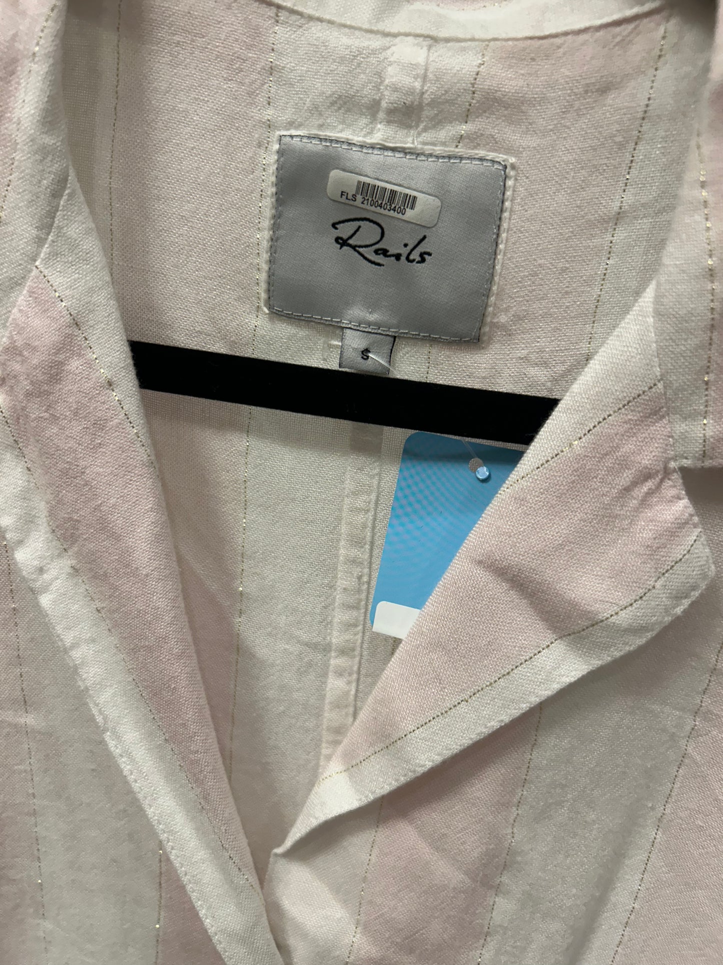 Rails Women's Pink Striped Linen Blend Button Down Tie Front Shirt - Size S