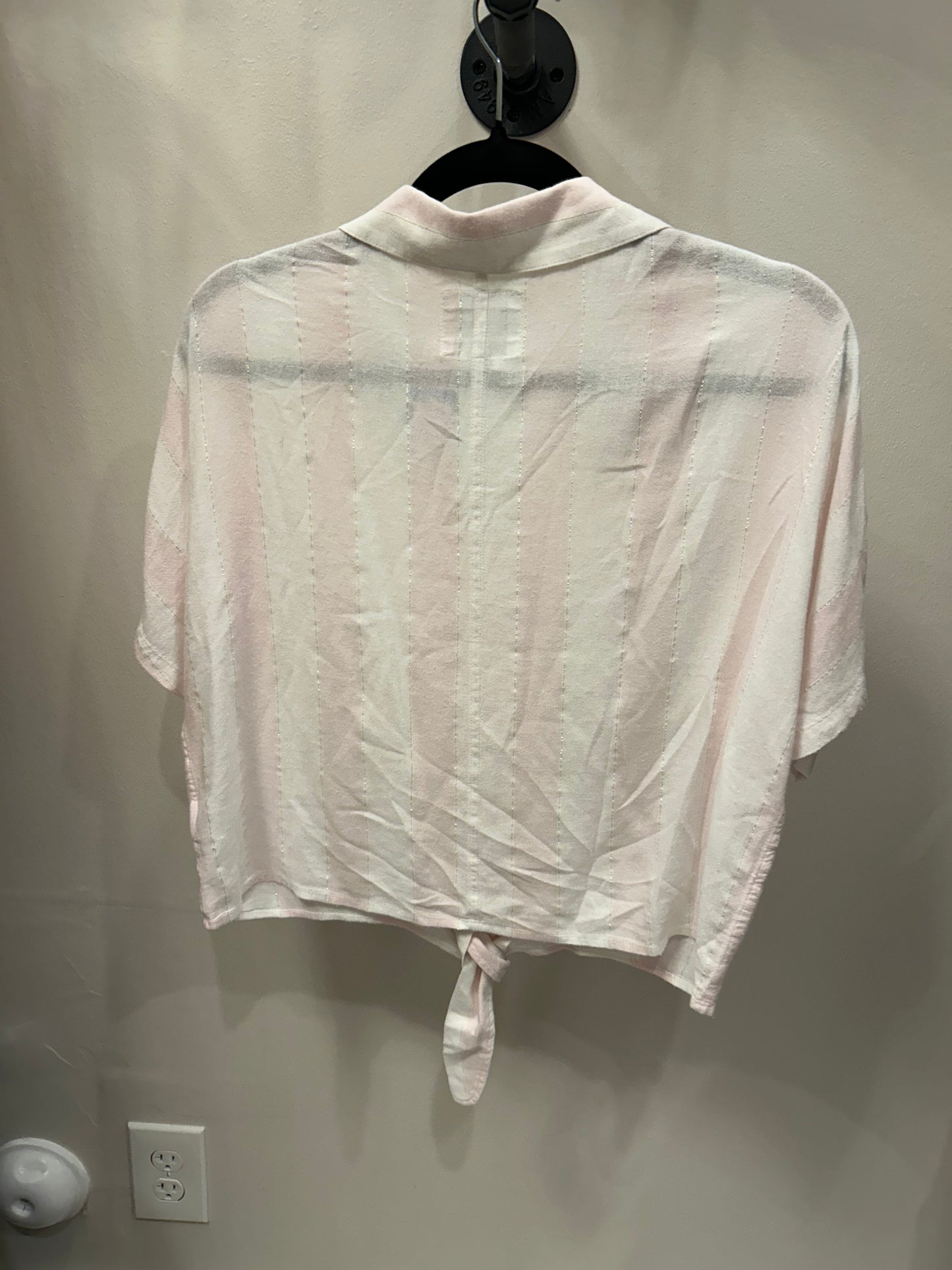 Rails Women's Pink Striped Linen Blend Button Down Tie Front Shirt - Size S