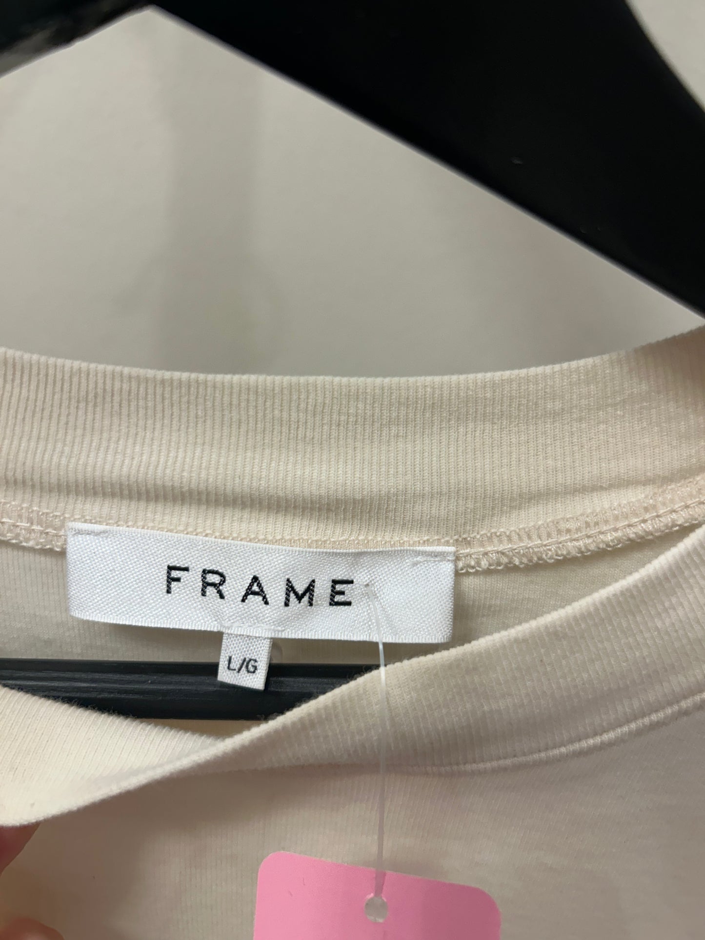 FRAME Sleevless Cotton Tee, Bone, Size L