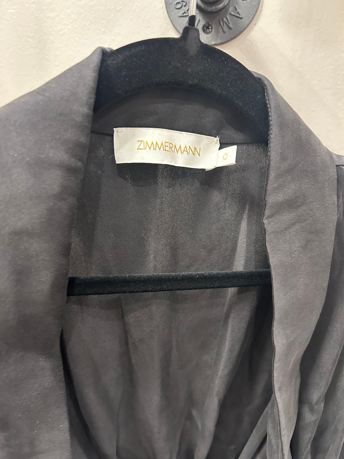 Zimmermann Cropped Silk Shirt, Black, Size 0